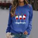 thumbnail image 2 of Gibobby Sudadera de cuello Rojoondo con estampado navideño para mujer, de cuello Rojoondo, camisetas informales de manga larga para entrenamiento, blusa suelta (Azul, S), 2 of 4