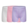 thumbnail image 3 of Manyakai Kids Girls 3 Pack Ice Silk Shorts Dance Bike Shorts Gymnastics Yoga Athletic Bottom Safety White&Pink&Purple 160, 3 of 5