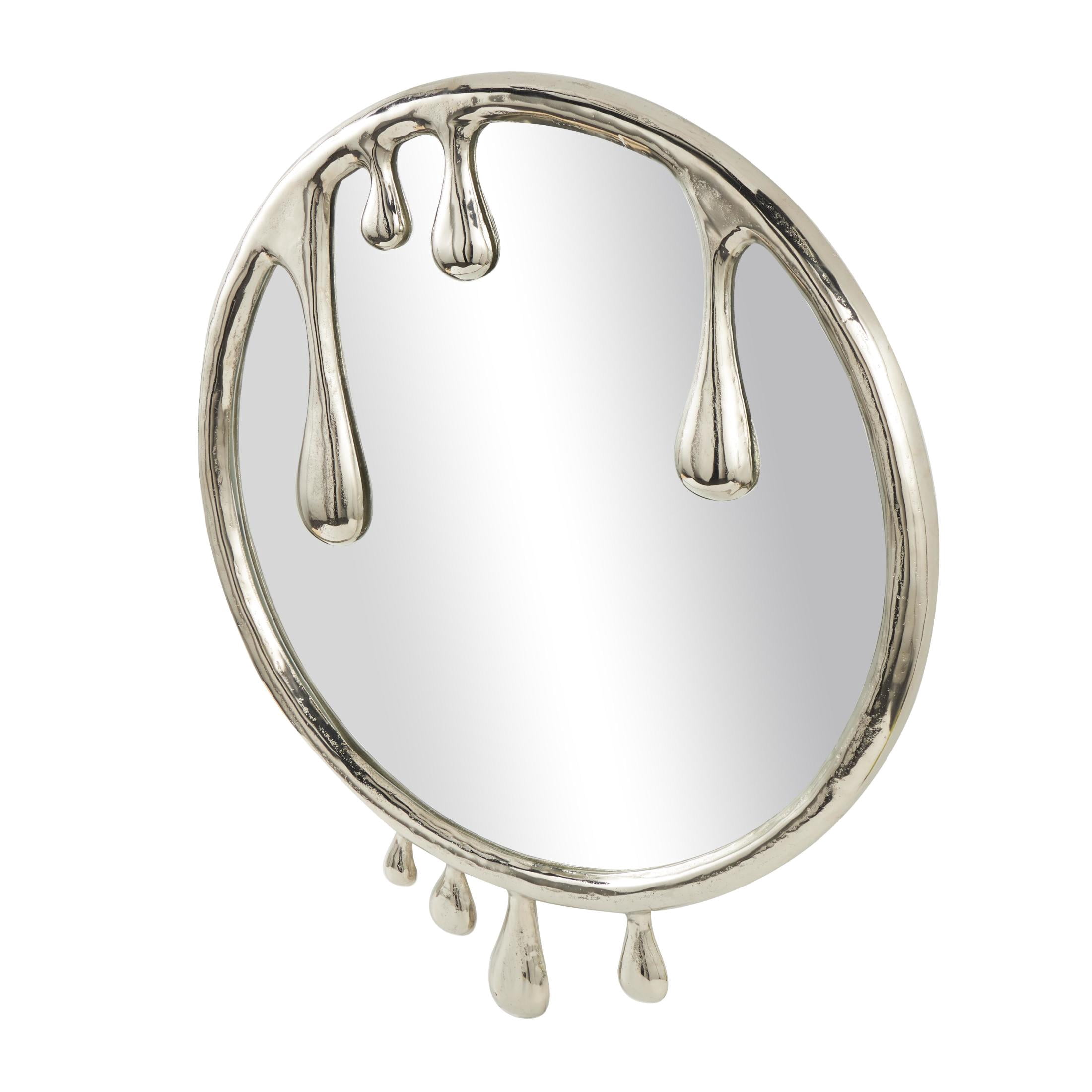 DecMode 36" x 43" Silver Melting Drip Abstract Wall Mirror