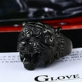 thumbnail image 3 of K-KED Gothic Black Tiger Head Ring Stainless Steel Men's Animal Tiger Biker Ring Punk-8, 3 of 6
