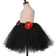 thumbnail image 5 of Falda de tul con sombrero de bruja para niñas, disfraz de tutú de bruja para fiesta de carnaval de Halloween en negro y rojo, falda de tul con flores para niñas, 5 of 5