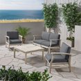 thumbnail image 4 of Noble House Perla 5 Piece Outdoor Acacia Wood Conversation Set in Gray, 4 of 22
