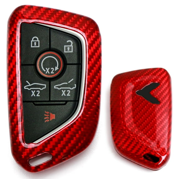 Real/Genuine Gloss Red Carbon Fiber Key Fob Shell Cover, For Chevrolet 2020-up C8 Corvette Stingray Smart Key