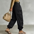 thumbnail image 7 of Ihhxva Women's High Waisted Wide Leg Cargo Pants Stretch Multi-Pockets Belted Summer Casual Work Daily Wear S-2XL, 7 of 7