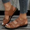 thumbnail image 6 of HTHLVMD Soft Sole Open Toe Shoes, Women Open Toe Sport Sandals Comfortable Star Pattern Flat Sandals Summer Hook and Loop Ankle Strap Walking Shoes Soft Sole Wide Fit Outdoor Beach Shoes, Brown 6, 6 of 8