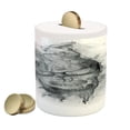 thumbnail image 1 of Skull Piggy Bank, Contemporary Illustration of Smokey Grungy Dark Horror Style Devil Evil Print Art, Ceramic Coin Bank Money Box for Cash Saving, 3.6" X 3.2", Grey White, by Ambesonne, 1 of 4