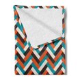 thumbnail image 2 of Mid Century Soft Flannel Fleece Blanket, Herringbone Pattern in Retro Colors Simple Funky Design of Classic Mosaic Tile, Cozy Plush for Indoor and Outdoor Use, 50" x 60", Multicolor, by Ambesonne, 2 of 5