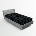 thumbnail image 2 of Ambesonne Chrysanthemum Fitted Sheet, Freehand Look Flowers, Twin Size, Dark Indigo and Amber, 2 of 5