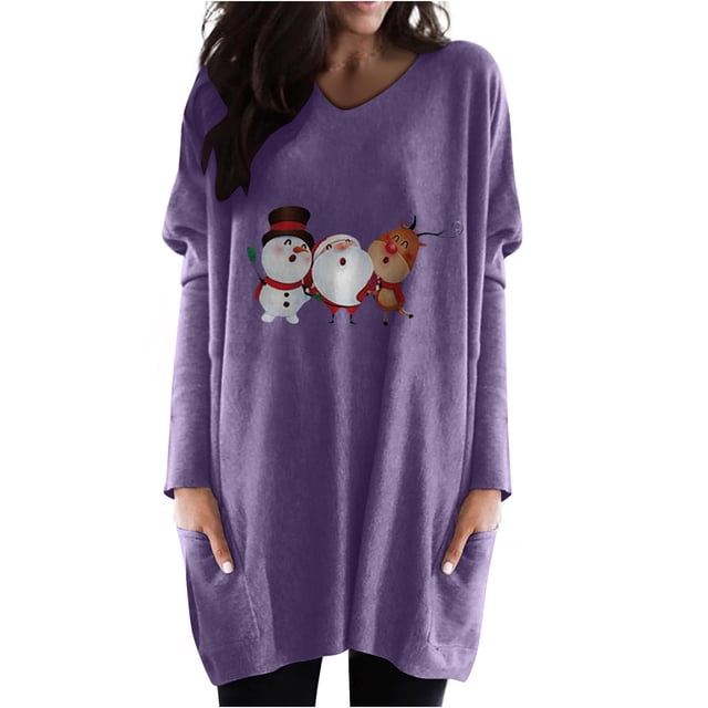 Mujeres moda cuello redondo Navidad manga larga Tops blusa pulóver sudadera Fridja FKASFK2025