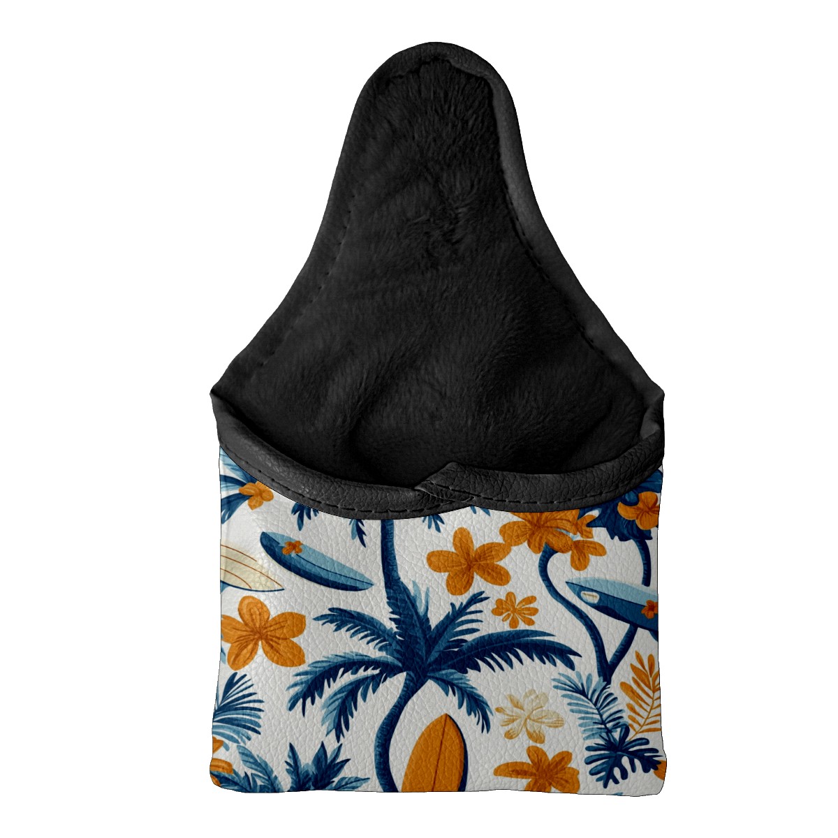 Golf Mallet Putter Cover Premium Leather Waterproof Golf Putter Head Cover with Magnetic Closure Surfboard Palm Tree