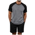 thumbnail image 3 of Bovxnpu Mens Pajamas Set Crewneck Short Sleeve Pajama Set Sleepwear, 3 of 7