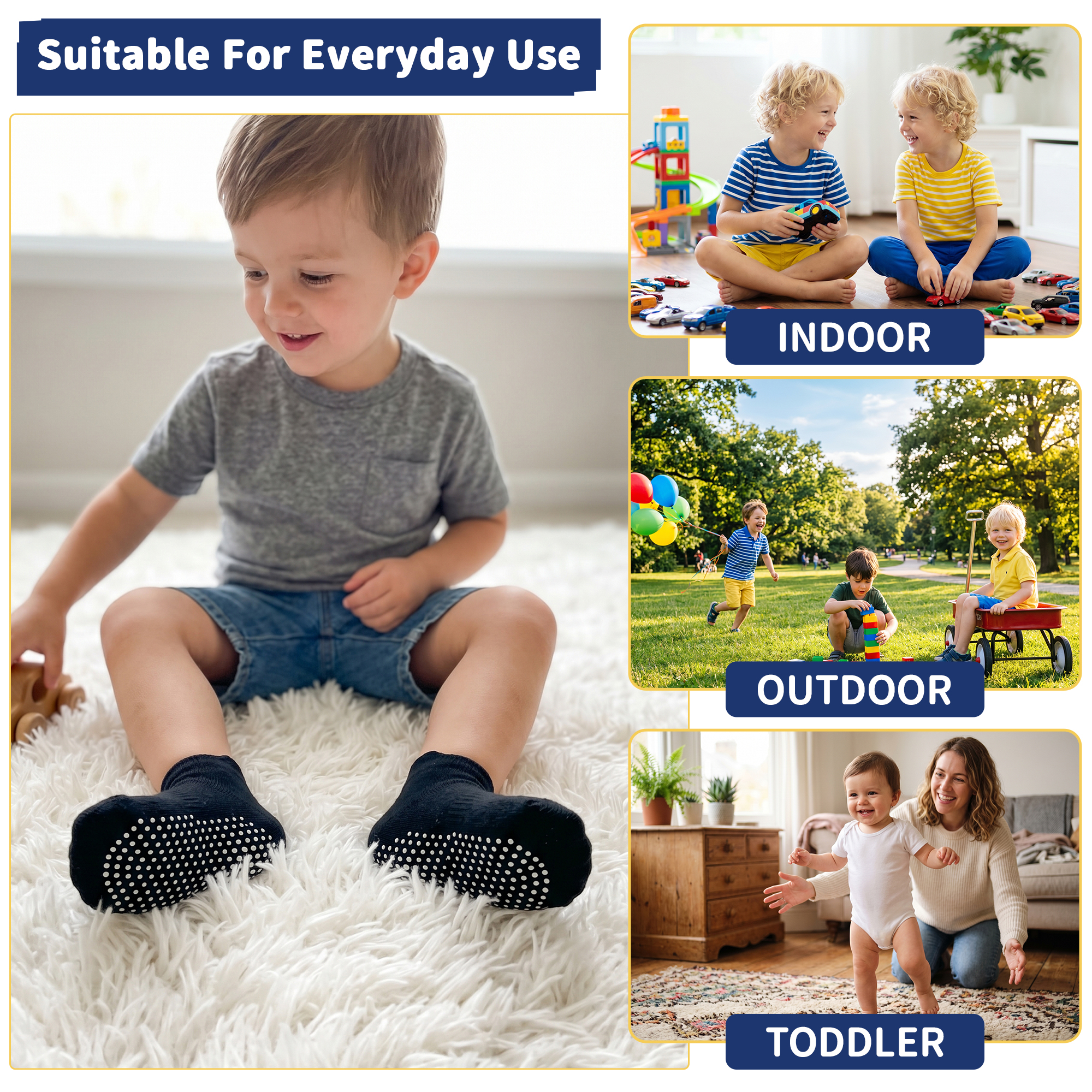 Elutong 12-Pack Non-Slip Toddler Socks photo 4