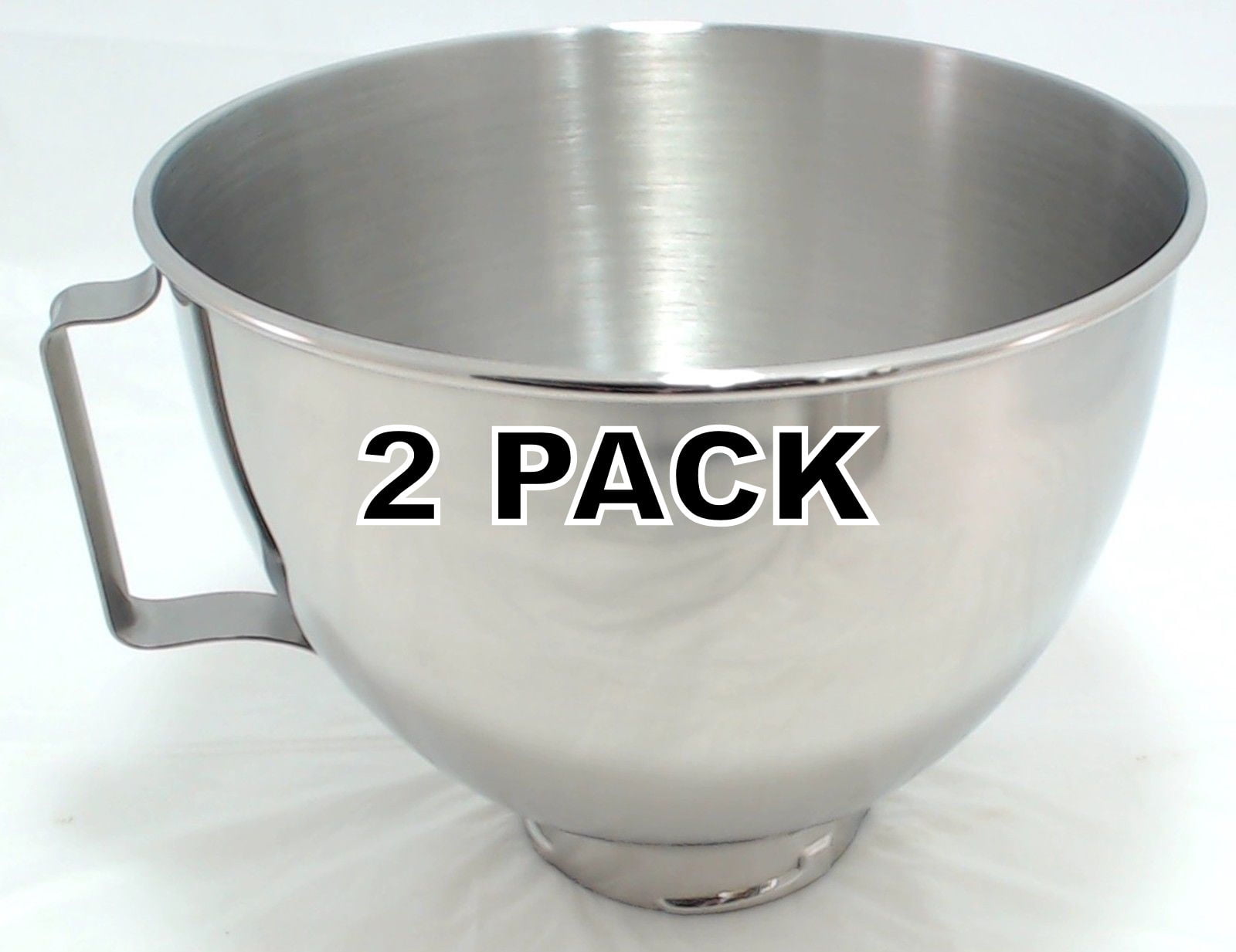 2 Pk, Stand Mixer 4.5QT SS Bowl w/Handle for KitchenAid, K45SBWH