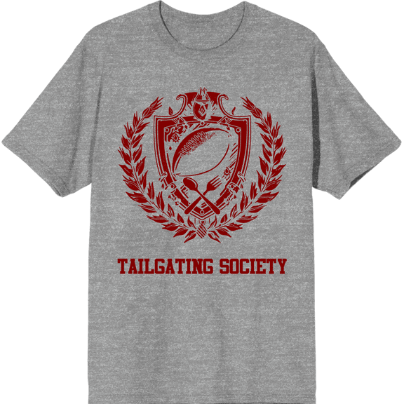 American Football Tailgating Society Adult Heather Gray Crew Neck Short Sleeve Tee-Medium