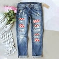 thumbnail image 2 of GZWYHT Jeans for Women,Baggy Jeans,Women High Waist Skinny Stretch Ripped Jeans Sunflower Patch Straight Leg Denim Pants With Pockets,High Waisted Pants,Pants for Women,Palazzo Pants,A,3XL, 2 of 4