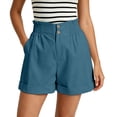 thumbnail image 4 of Sokhug Casual Shorts for Women High Waisted Ruffle Summer Elastic Waist Double Button Cuffed Hem with Side Pockets Daily Shorts, 4 of 8