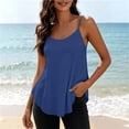 thumbnail image 2 of VBVC Women's Adjustable Strap Crew Neck Camisoles , Ladies' Lightweigh Curved Hem Tank Tops , Casual Summer Sleeveless Shirts For Women,Blue,S-2XL, 2 of 9
