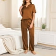 thumbnail image 2 of yievot Pajama Sets for Women Short Sleeve Tops and Pants Two Piece Pjs Sleepwear Soft Loungewear Nightwear, 2 of 7