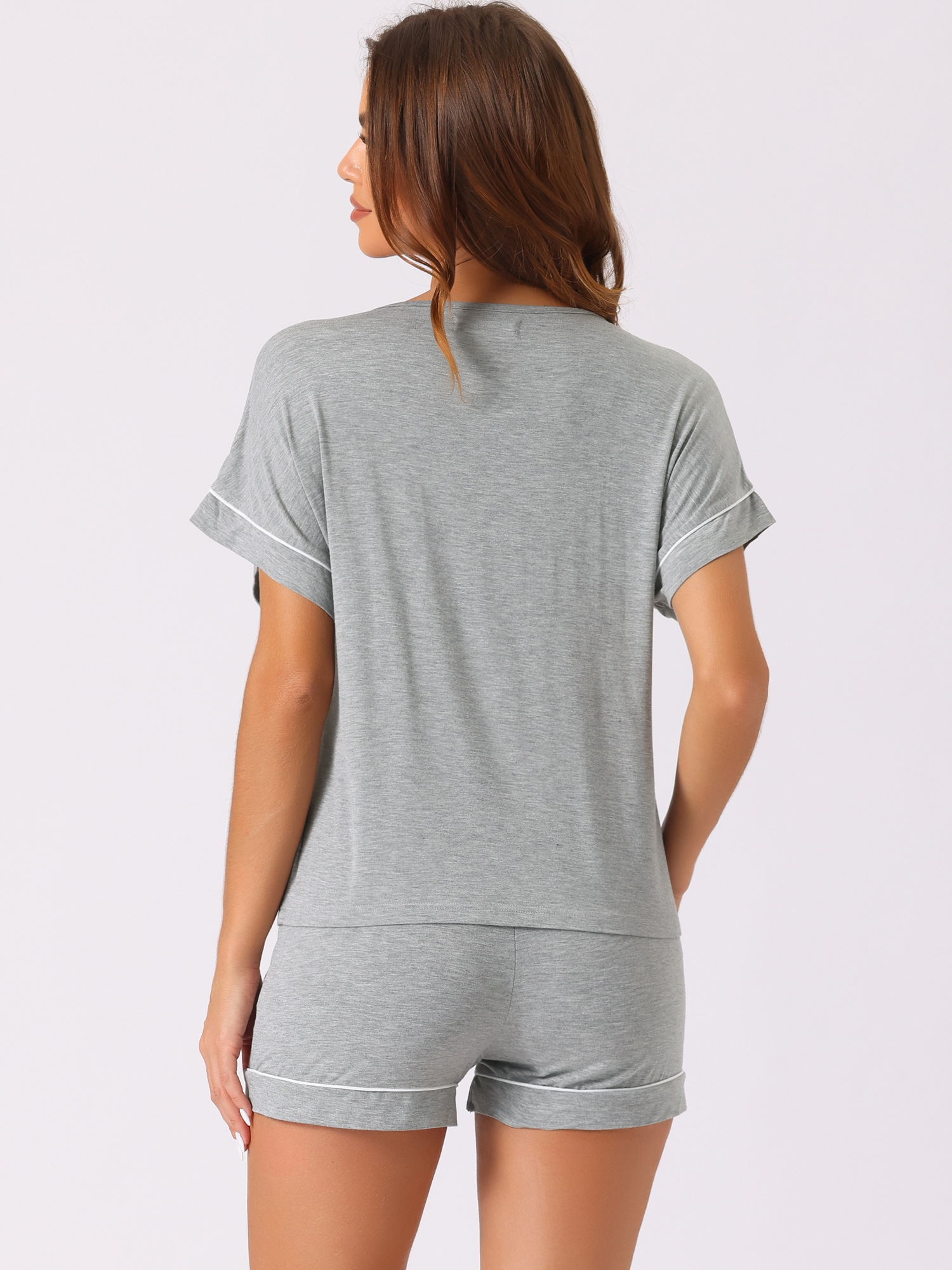 DARING DIVA Women's Button Down Short Sleeve Bridesmaid Soft Modal Pajama Set 3XL Light Gray