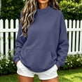thumbnail image 3 of yardsong Women's Oversized Sweatshirts Color Block Turtleneck Pullover Tops Mock Neck Long Sleeve Loose Sweater Fall Fashion Outfit Purple,XL, 3 of 6