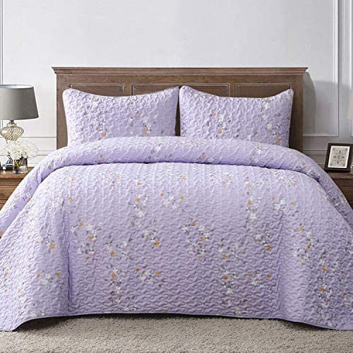 Microfiber King Size Quilt Set For All, Lilac King Size Bedspread