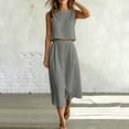 thumbnail image 2 of Moxiu Women's 2 Piece Skirt Sets Sleeveless Cropped Tank Tops and Button Front Skirt Elastic Waist Summer Vacation Outfits 2026 Gray,S, 2 of 8