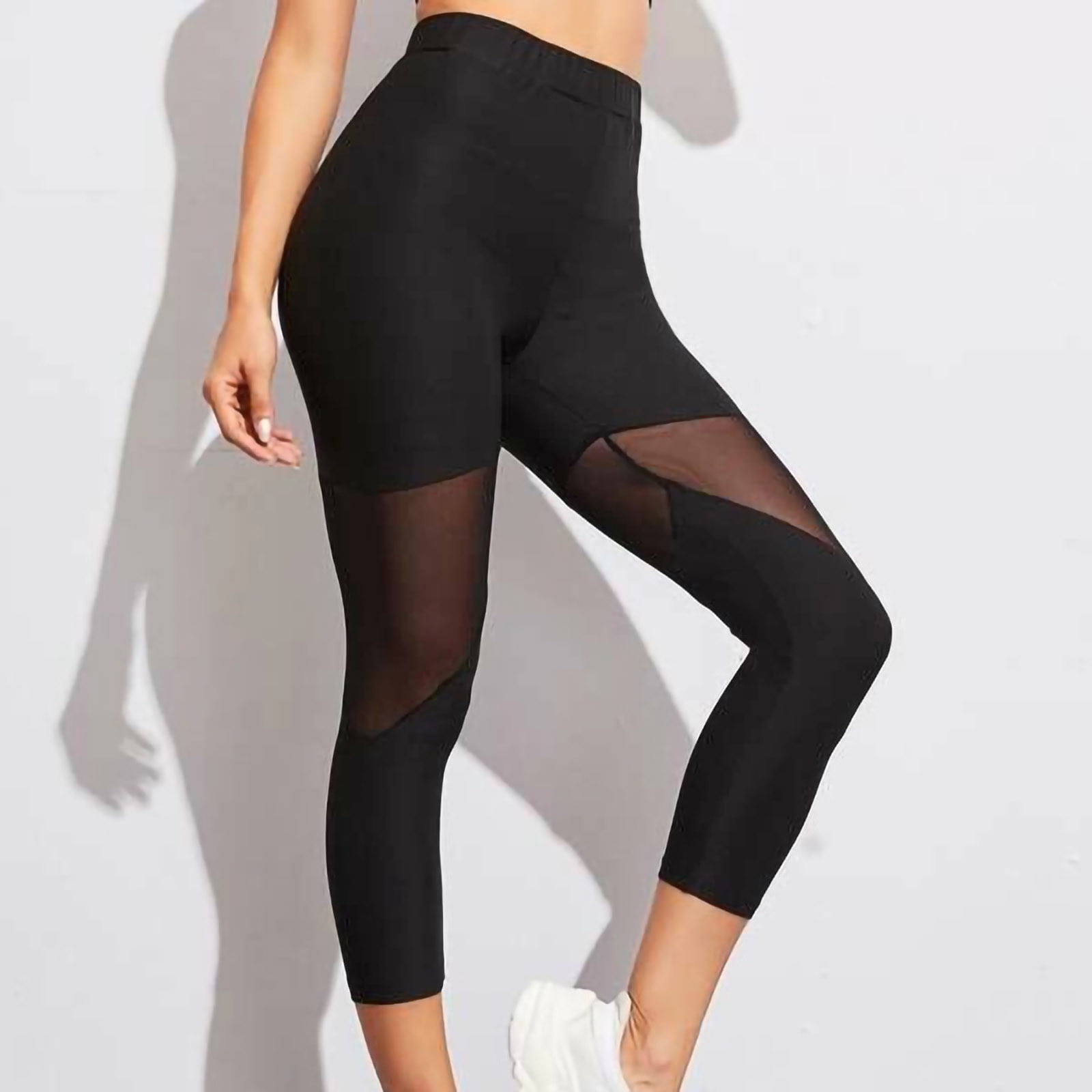 nsendm Mesh Pants Running Sports Leggings Stretch Stitched Women's