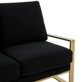 thumbnail image 5 of LeisureMod Loveseat Upholstered in Velvet with Gold Stainless Steel Sled Base and Removable Cushions for Modern Home, Living Room, Offices Jefferson Collection in Black, 5 of 9