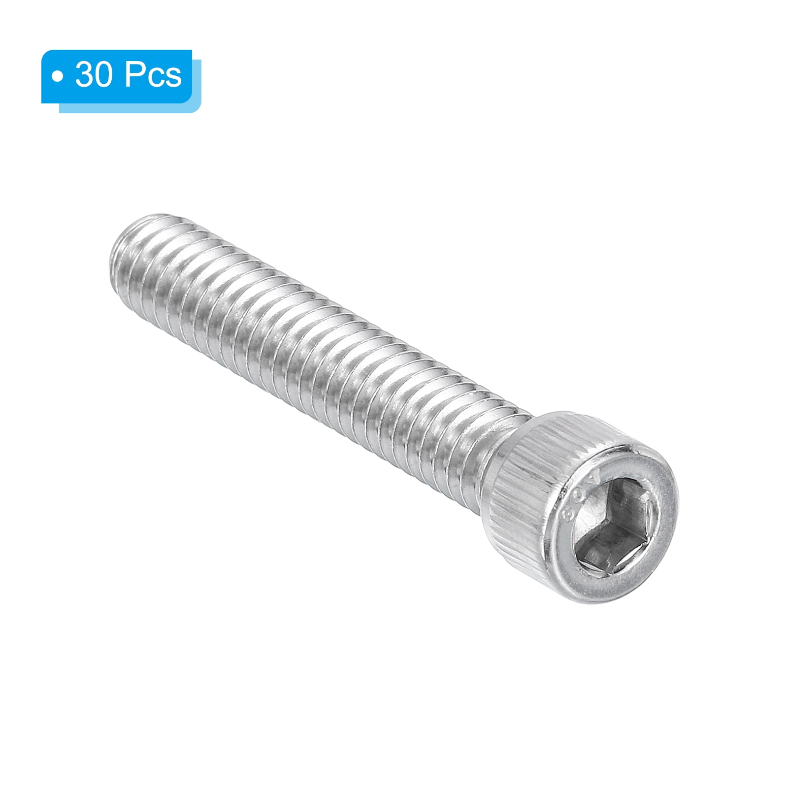 Uxcell 1/4-20 x 1-1/2" Hex Socket Cap Head Screw Bolt, 30Pcs 304 Stainless Steel 18-8, Machine Full Thread