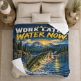thumbnail image 5 of Water Now Bass Fishing Lake Sunset Wilderness, Peaceful Mountain Lake Scene, Warm Flannel Blanket for Cabin and Lodge, Outdoor Lovers person's Day Gift, Artistic Home Decor, 5 of 9