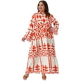 thumbnail image 3 of DARING DIVA Plus Size Womens Button Long Flared Bell Sleeve Dress 2X Red, 3 of 6