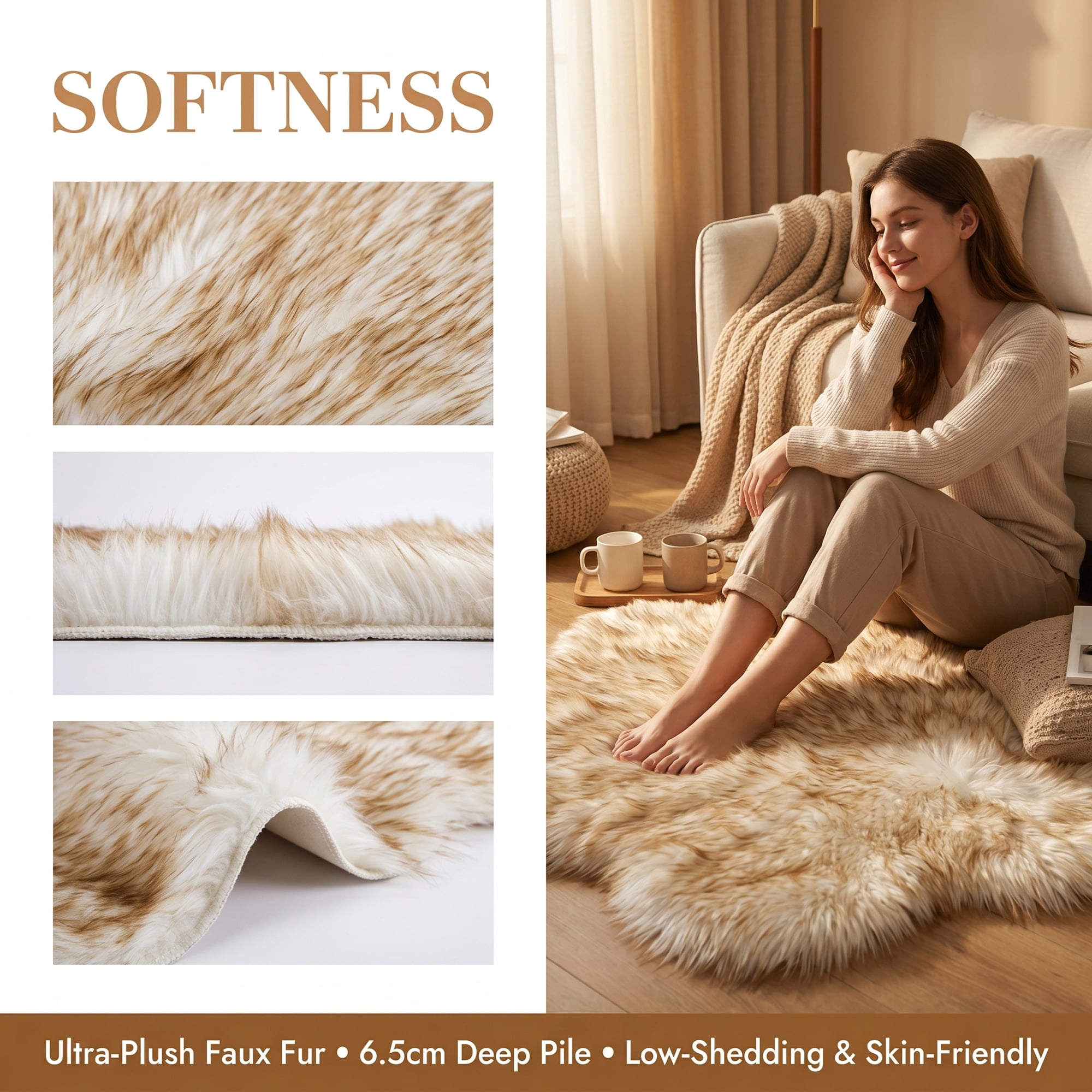 Unique Bargains Shaggy Flower Area Rug Fluffy Non-Slip Fuzzy Carpet 20" x 20" White Yellow