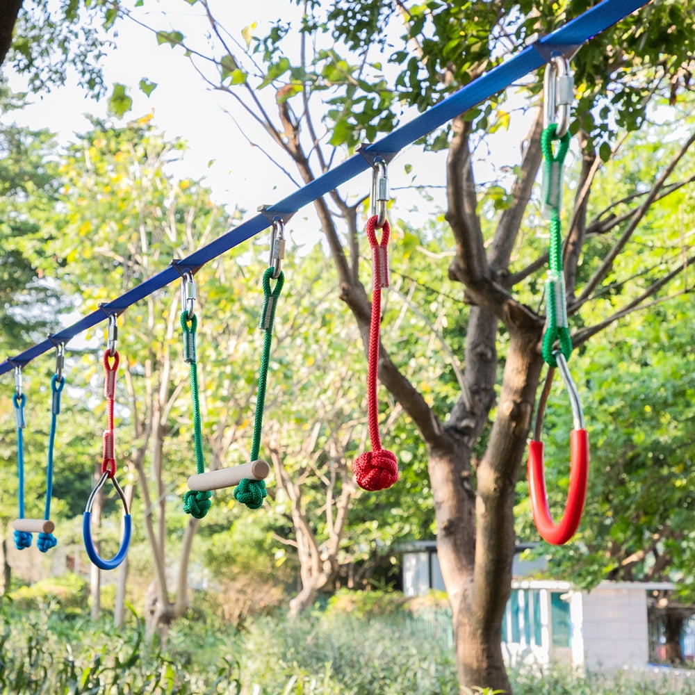 Kepooman Adults Kids Slackline Kit with Adjustable Buckles & Tree Protectors & Carry Bag, Multi-color Kepooman Adults Kids Slackline Kit with Adjustable Buckles & Tree Protectors & Carry Bag, Multi-color