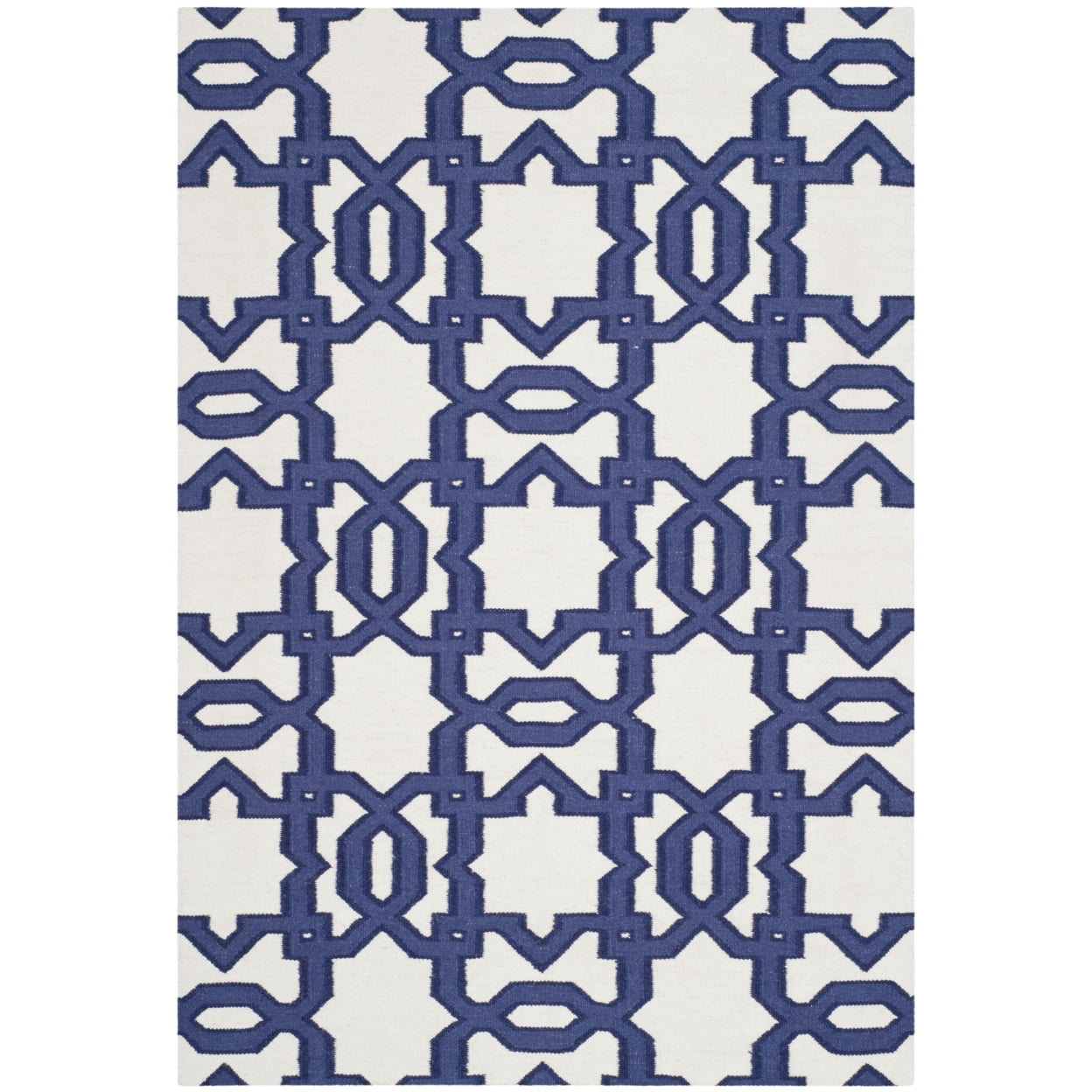 SAFAVIEH Dhurries Toria Geometric Wool Area Rug, Ivory/Purple, 3' x 5'
