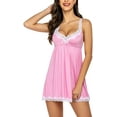 thumbnail image 4 of Avidlove Plus Size Sleepwear for Women Lingerie Lace Chemises V-Neck Nightgown Full Slip Dress Pink, 4 of 5