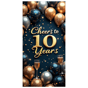 LUUFILx Cheers to 10 Years Anniversary Backdrop Celebration Decoration Party Supplies Milestone Event Photography Props Background Banner Decor
