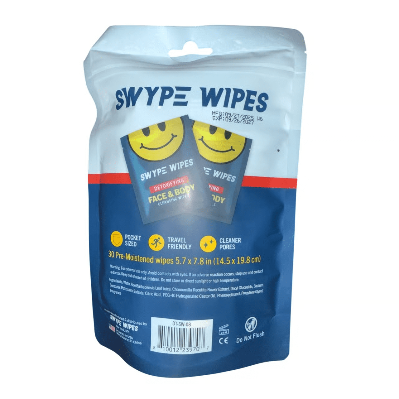 SWYPE Wipes Detoxifying Face & Body Pre-Moistened Cleansing Wipes