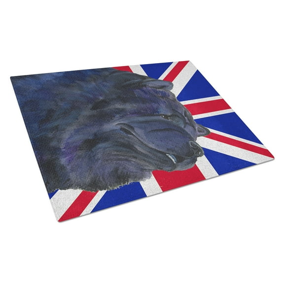 Caroline's Treasures Chow Chow with English Union Jack British Flag Glass Cutting Board Large Size