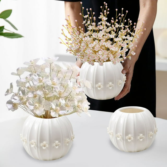 Seyotauo Creative Pumpkin Shape Plastic Vase for Flower Dry Flower Hydroponic Planter Decorative Vase for Home Room Office Party Wedding