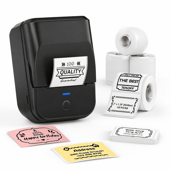 Pm240 Label Makerhine With Tape Printer Black Set 1 | 2'' Thermal Sticker For Small Business School Supplies Classroom Home Offic