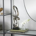 thumbnail image 3 of 7" x 18" Silver Ceramic Swirl Abstract Sculpture with Black Base, by DecMode, 3 of 13