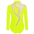 thumbnail image 3 of Kaerm Kids Girls Gymnastics Ballet Dance Leotard Sparkly Jumpsuit Biketard Long Sleeve Bodysuit Unitard Fluorescent Yellow 14, 3 of 6