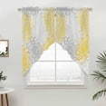 thumbnail image 5 of Yellow White Kitchen Window Curtains, Swag Curtains Valance for Bedroom Living Room Bathroom, Abstract Grey Chrysanthemum Flower Floral Rod Pocket Window Curtain Block Drapes 2 Panels 36"x45", 5 of 9