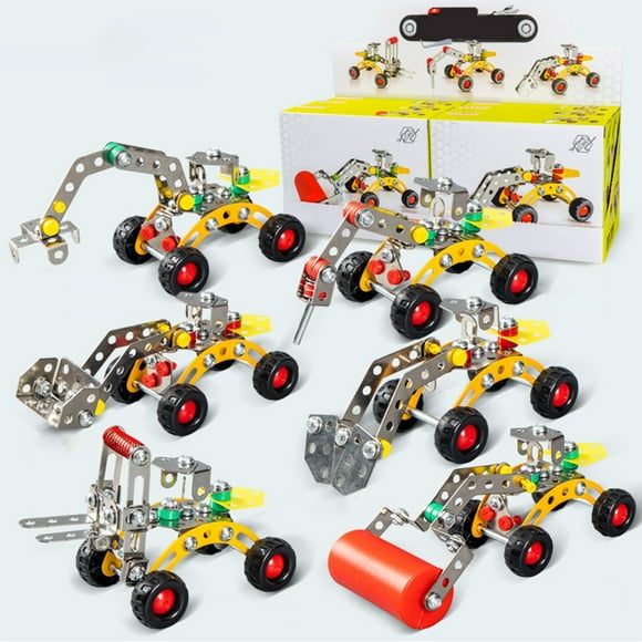 Pyaiiner Metal Assembled Engineering Vehicle Screw Tightening Toy Model Building Blocks for Children Military Ship Gift Model Cars Kits to Build for Kids