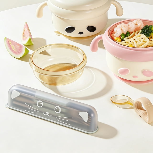 Linnome Stainless Steel Tableware Box Set Food Grade Knife Fork Chopsticks Travel Portable Tableware with Case Green