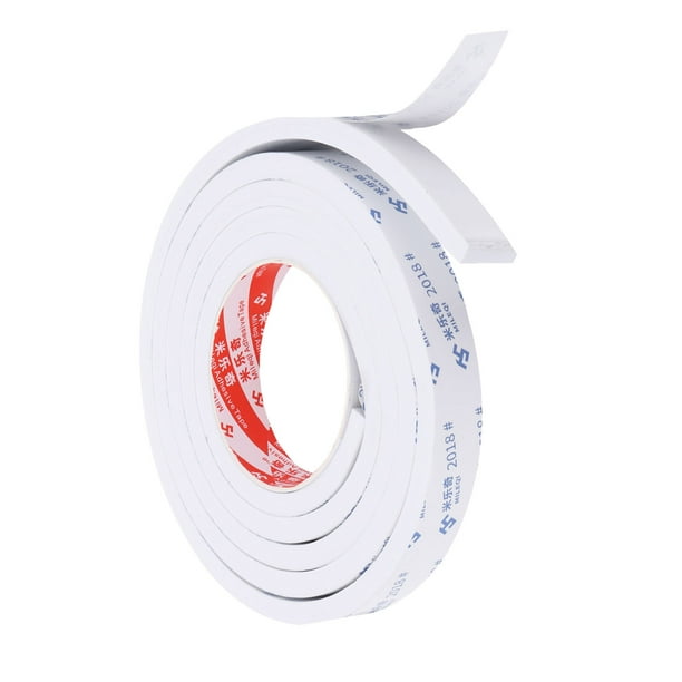 Cinta de espuma selladora REGALWOVEN de 2m/6.6ft, 2.5cm de ancho, 10mm de grosor, cinta de sellado para puertas de un solo lado, blanca