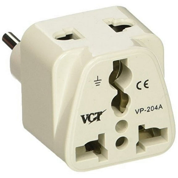 VCT VP-204AW Universal Europe and Asia Travel Plug Adapter with 2-Inputs (Type-C), White