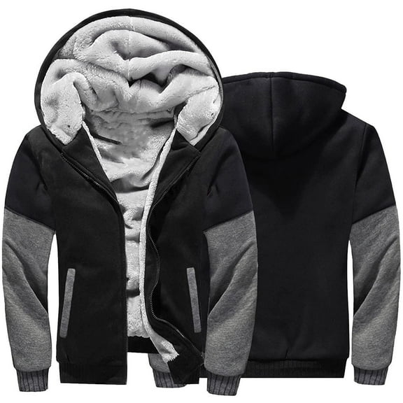 Hvot&aat Plus Size Fleece Lined Hoodie for Men Winter Workout Fleece Hooded Jackets Full Zip Wool Warm Thick Pullover Coats