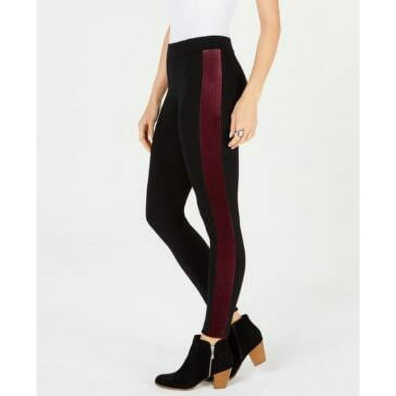 MSRP $50 Style & Co Velour-Stripe Pull-On Leggings Black Size Small