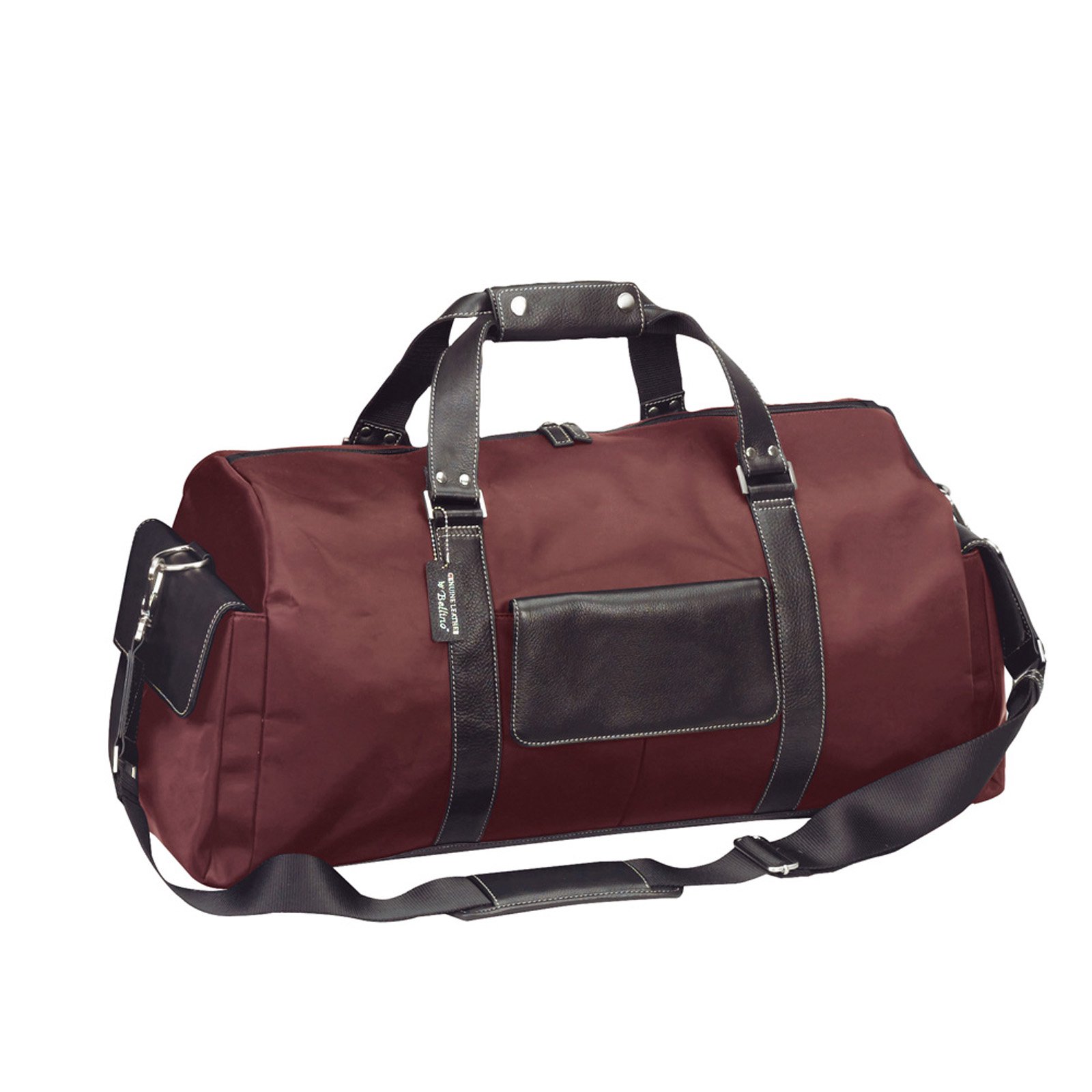 Black Leather Bellino Italian Carry-on Duffel Bag